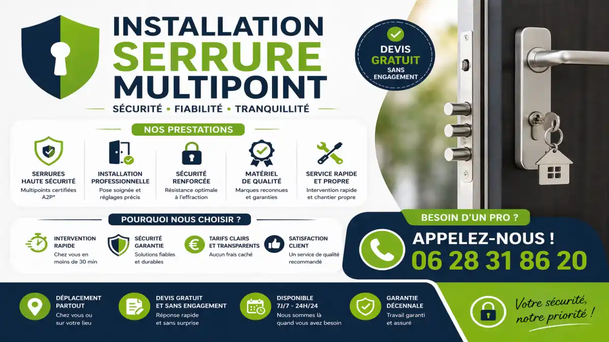 pose serrure 3 points Rognes serrurier intervention rapide